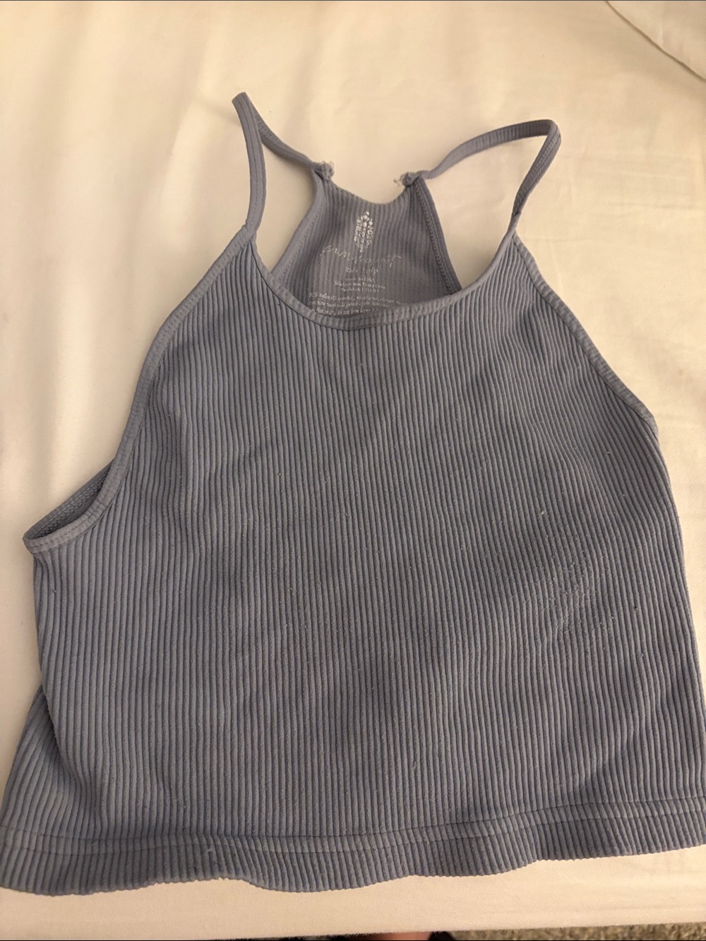 Ribbed Free People Movement Racerback Crop Tank Top - Blue xs/s